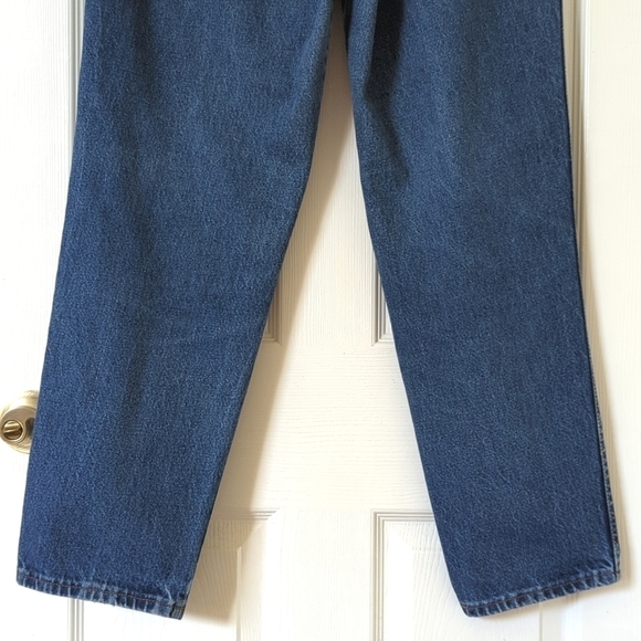 Chic 80's Vintage Dark Wash High Waisted Relaxed Fit Tapered Leg Mom Jeans 14 - Picture 6 of 13